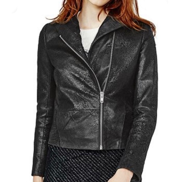 𝅺MAJE 🖤 Vanessa Moto leather jacket EUC‼️ size 40 .. US size 6 - Picture 1 of 12